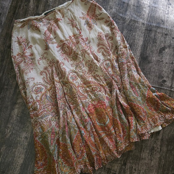 Lauren Ralph Lauren Dresses & Skirts - LAUREN RALPH LAUREN Paisley Skirt Womens 6 Multicolor Excellent Silk Midi Boho